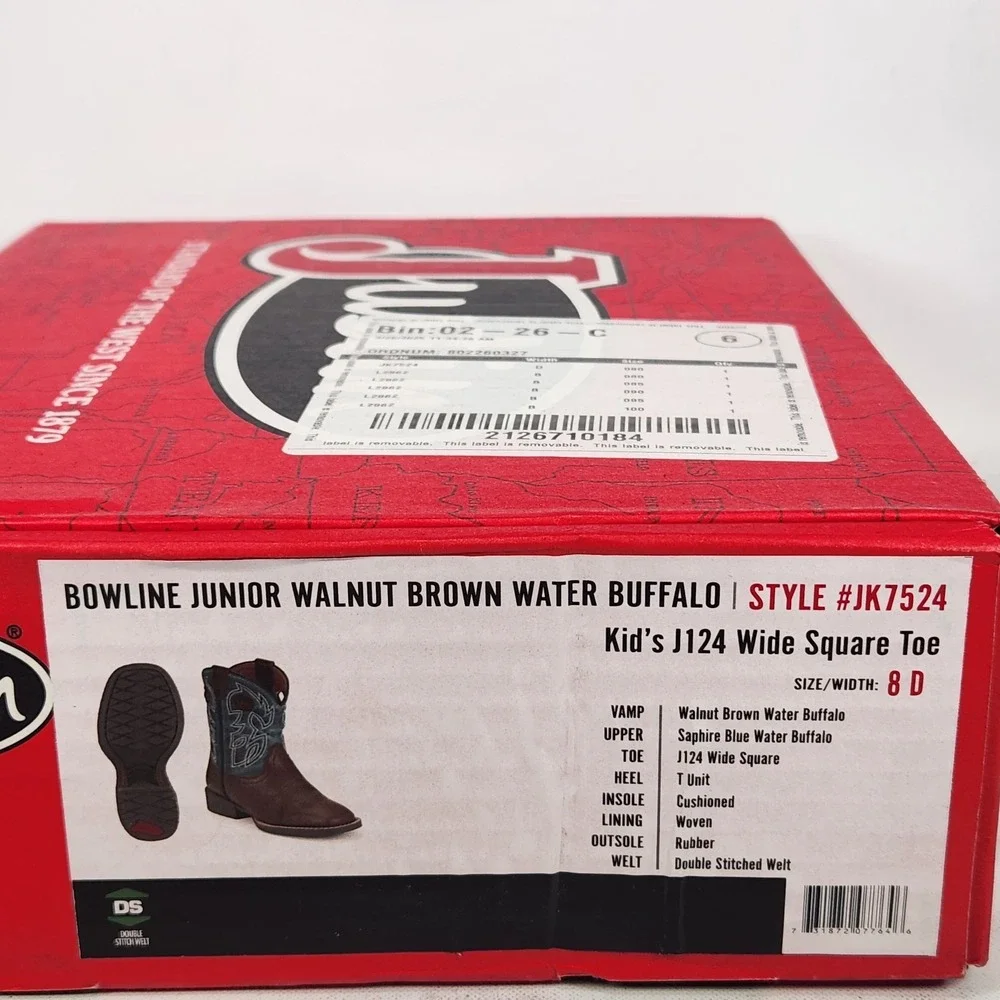 Justin Boots Cowboy Toddler Size 8 Walnut Brown Saphire Blue JK7524